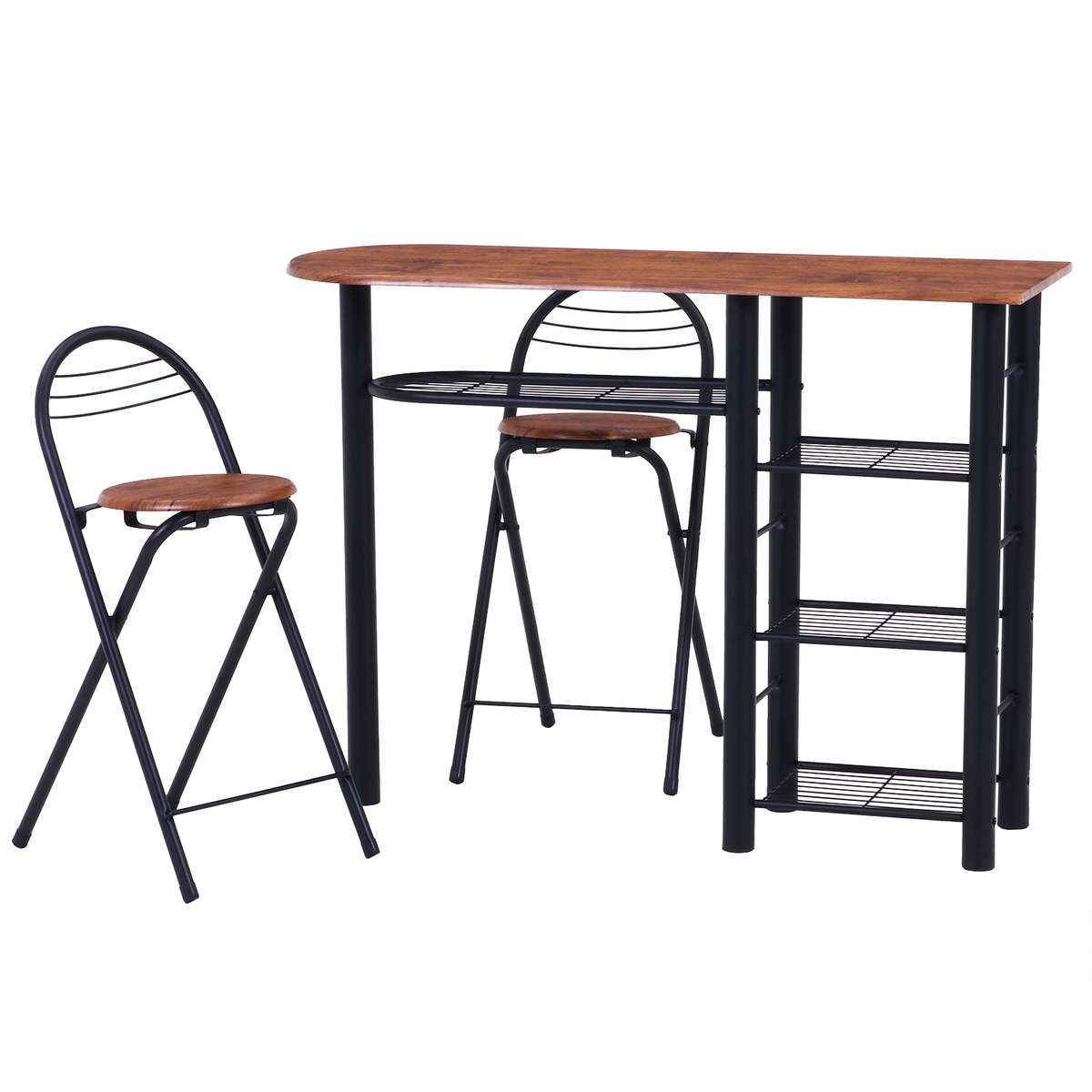 【送料無料】不二貿易 カウンターテーブルチェアセット3点BR 95247 TH3043-1 【メーカー直送・代引不可・置配不可・配送地域限定】