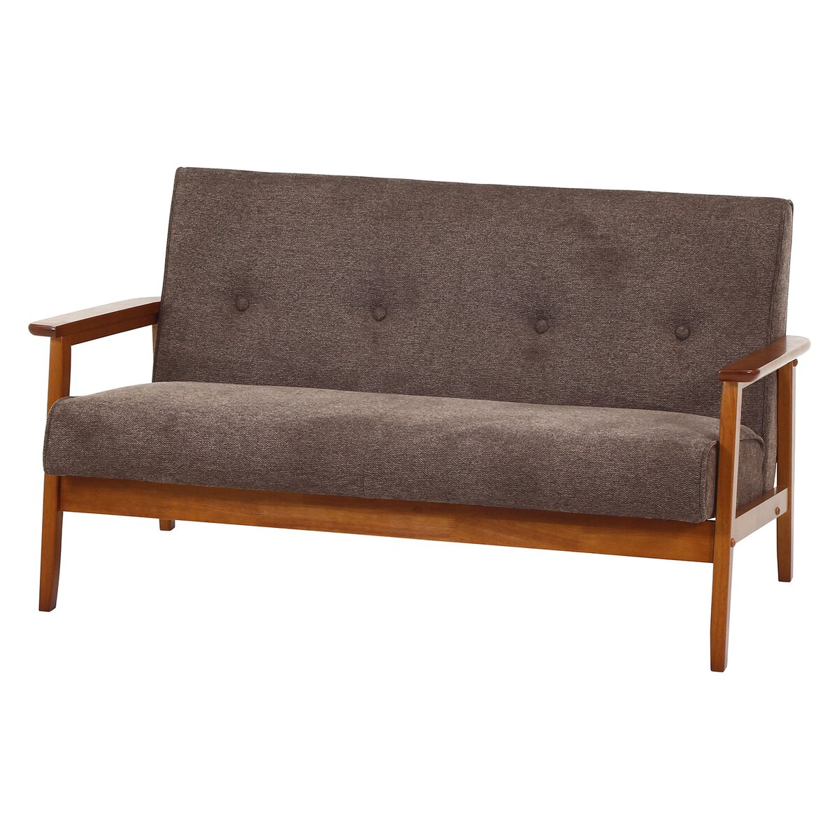 【送料無料】不二貿易 厚手ファブリックソファ ミート 2P BR FB-866 【メーカー直送・代引不可・置配不可・配送地域限定】