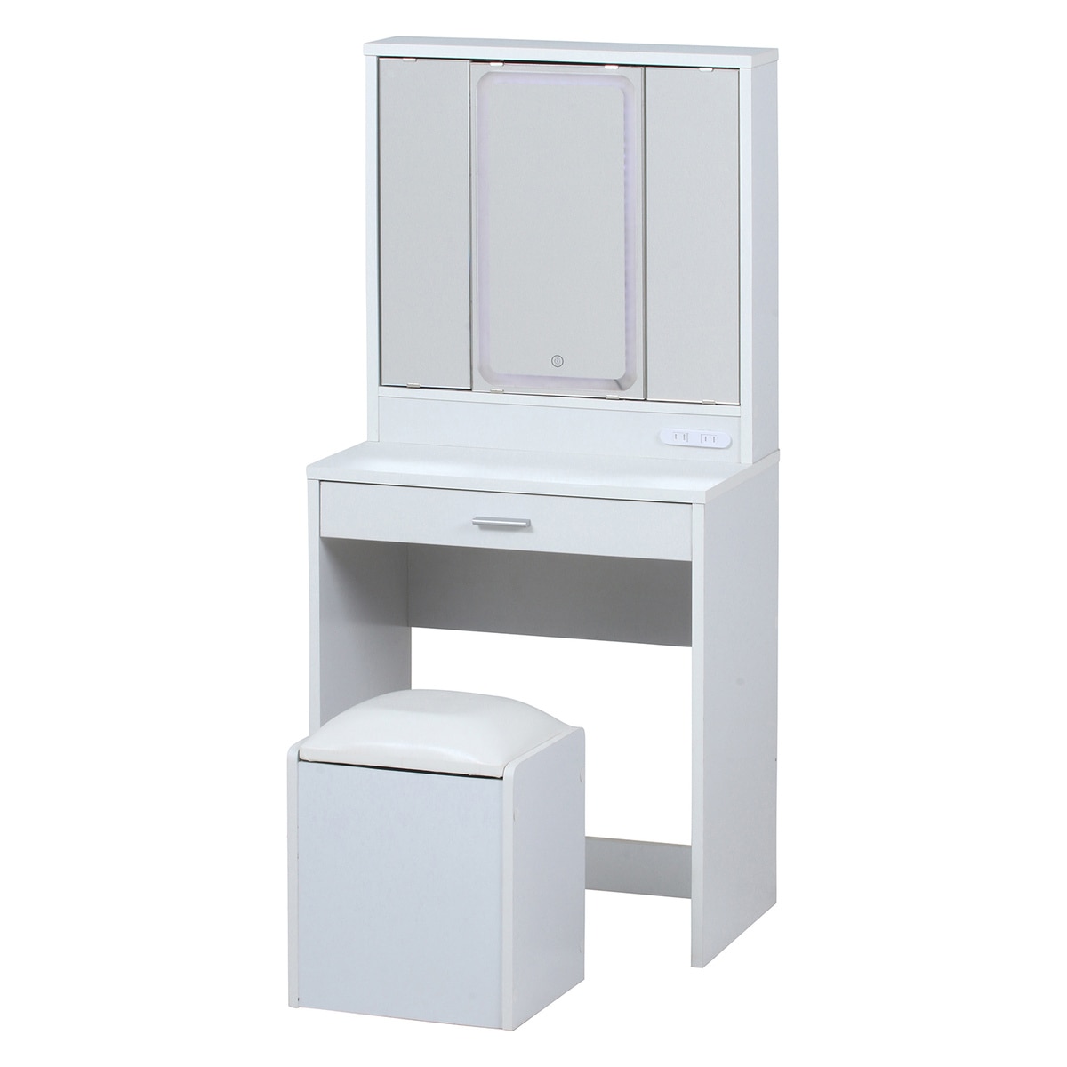 【送料無料】不二貿易 三面鏡ドレッサー WH LEDライト付き 【メーカー直送・代引不可・置配不可・配送地域限定】