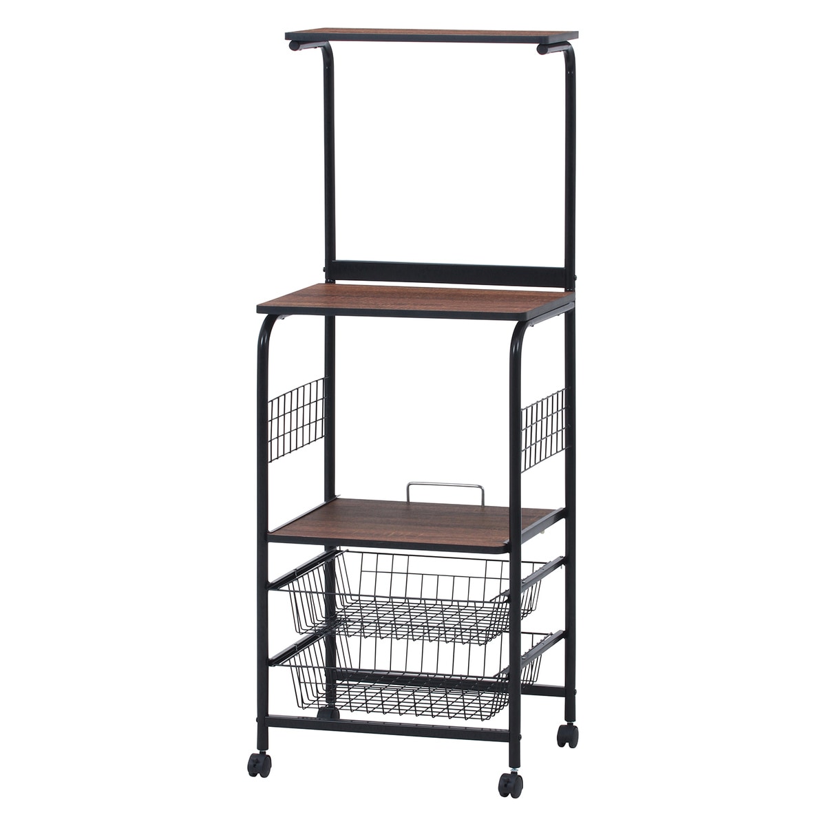 【送料無料】不二貿易 レンジワゴン FBC-03-1 BK/BR 【メーカー直送・代引不可・置配不可・配送地域限定】