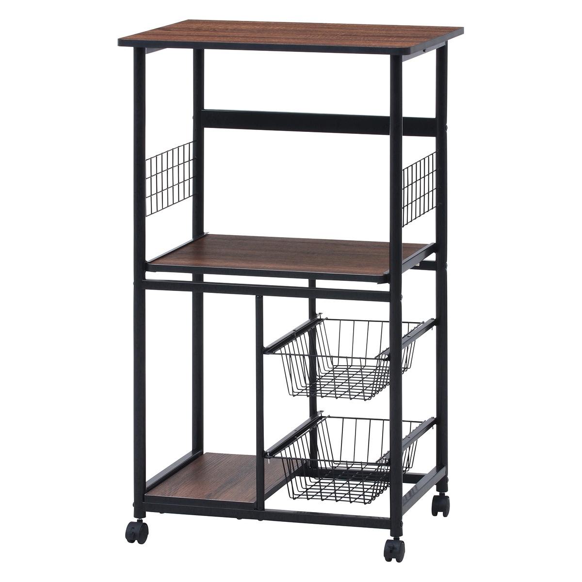 【送料無料】不二貿易 レンジワゴン FBC-9812 BK/BR 【メーカー直送・代引不可・置配不可・配送地域限定】