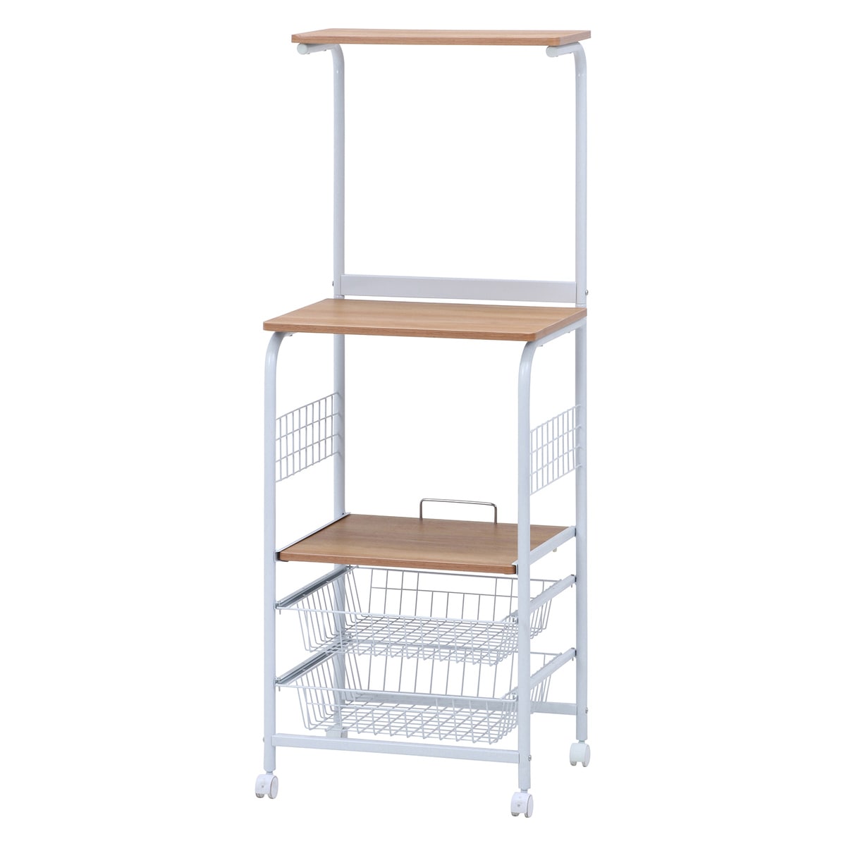 【送料無料】不二貿易 レンジワゴン FBC-03-1 WH/NA 【メーカー直送・代引不可・置配不可・配送地域限定】