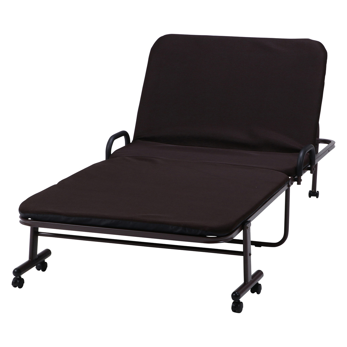 【送料無料】不二貿易 ワンタッチベッド フリーロック42段 高床タイプ KJ-120H-42-BR 【メーカー直送・代引不可・置配不可・配送地域限定】