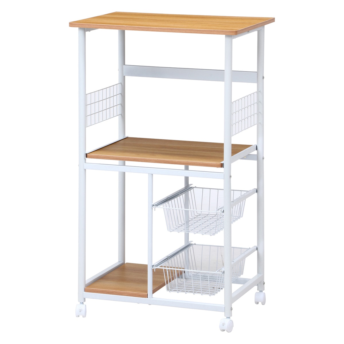 【送料無料】不二貿易 レンジワゴン FBC-9812 WH/NA 【メーカー直送・代引不可・置配不可・配送地域限定】