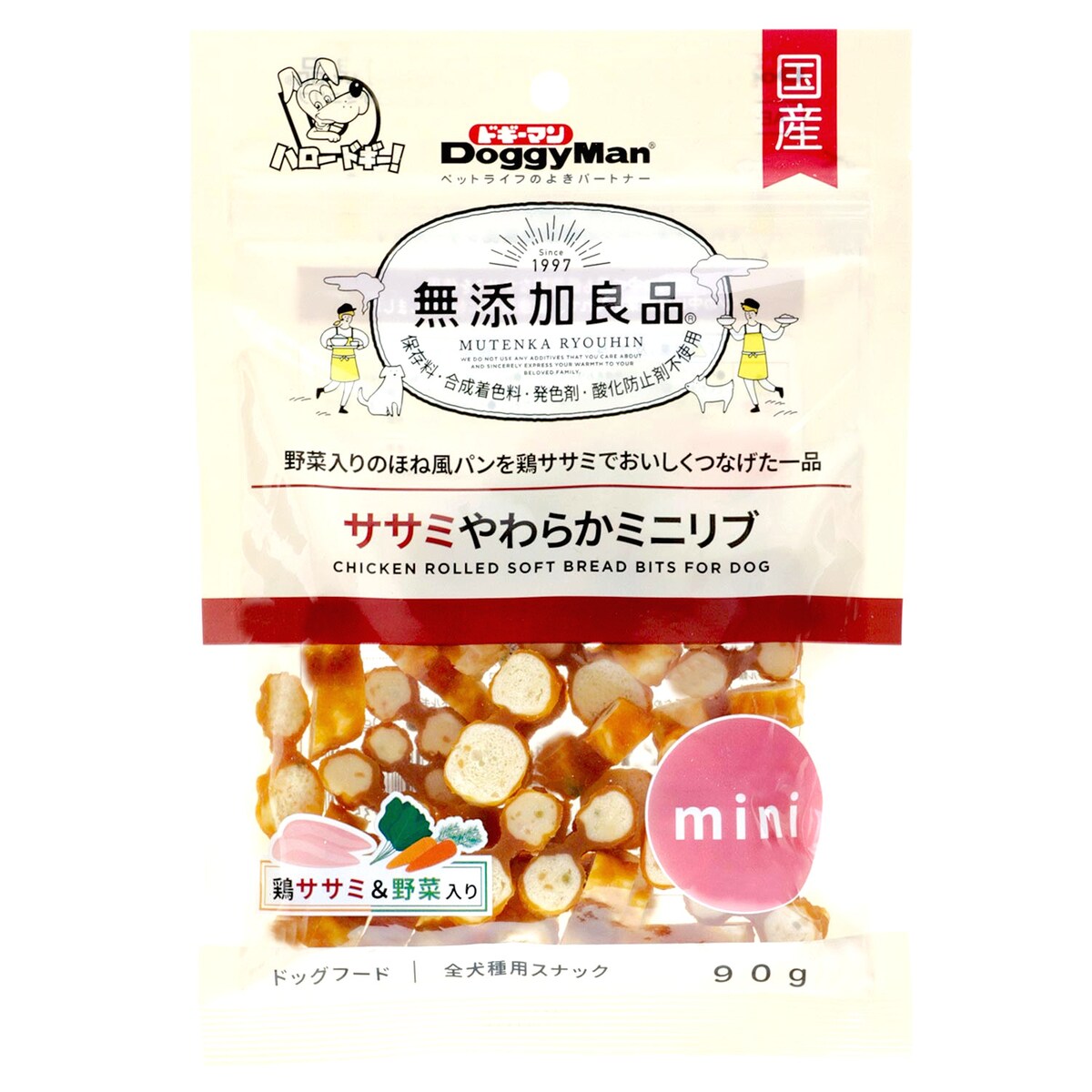 ドギーマン 無添加良品 ササミやわらかミニリブ 90g