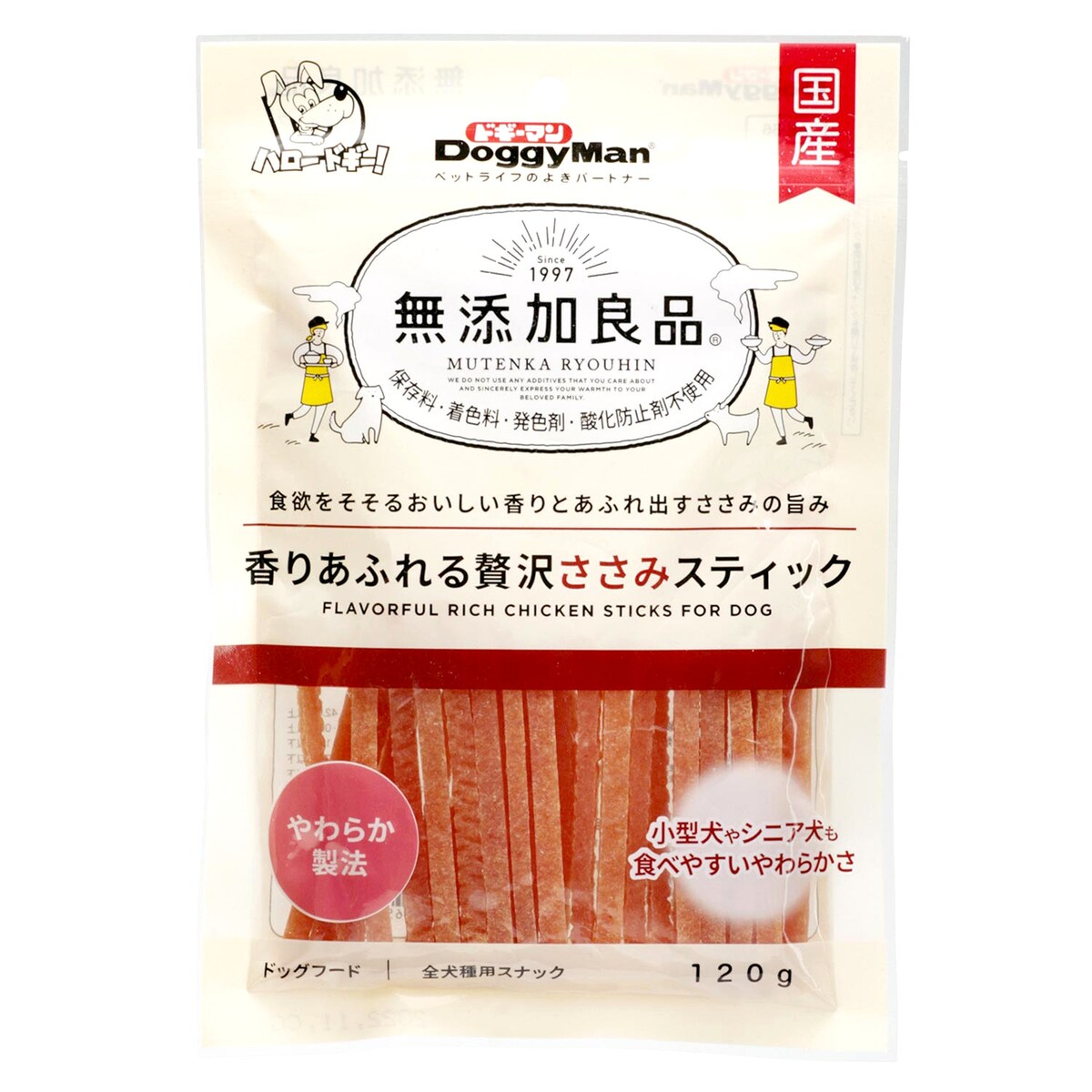 ドギーマン 無添加良品 香りあふれる贅沢ささみスティック 120g