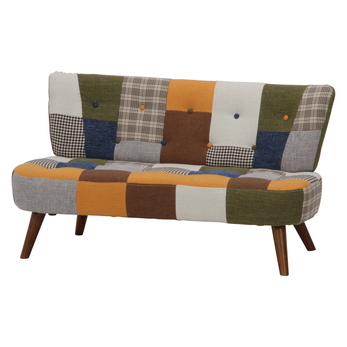 【送料無料】不二貿易 ソファ2P デイジー パッチワーク ブルーイエロー HX8533-E 【メーカー直送・代引不可・置配不可・配送地域限定】