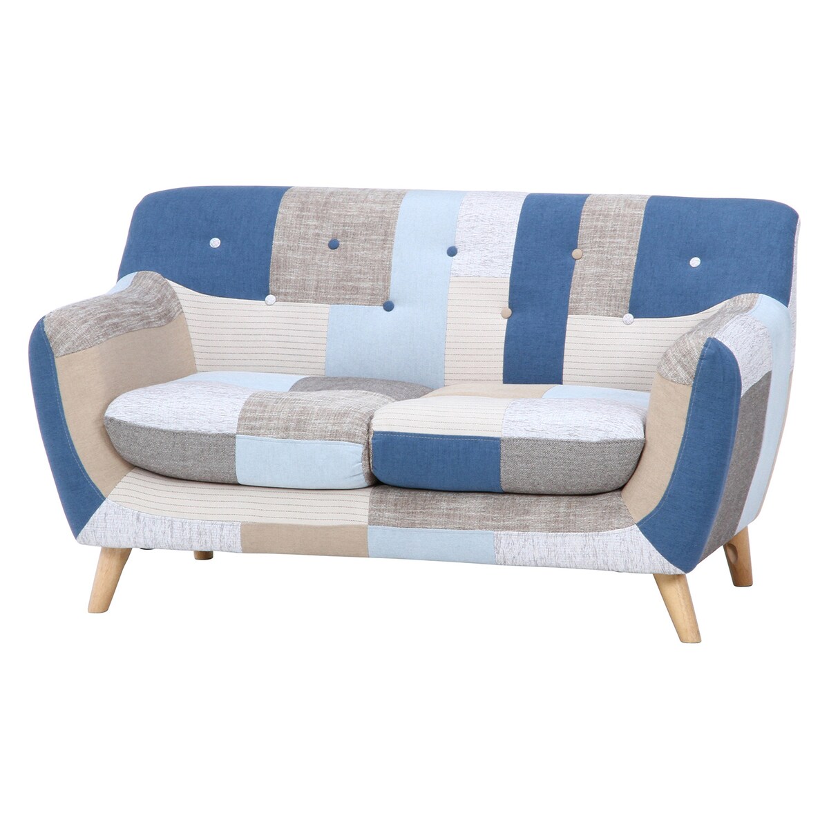 【送料無料】不二貿易 パッチワークソファ ラビスタ 2P BL 8125G 【メーカー直送・代引不可・置配不可・配送地域限定】