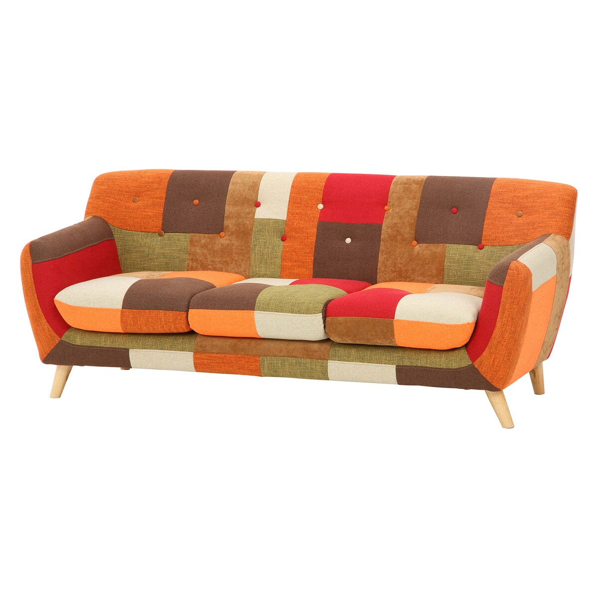 【送料無料】欠品中 次回4月中旬予定 不二貿易 パッチワークソファ ラビスタ 3P OR 8125G 【メーカー直送・代引不可・置配不可・配送地域限定】