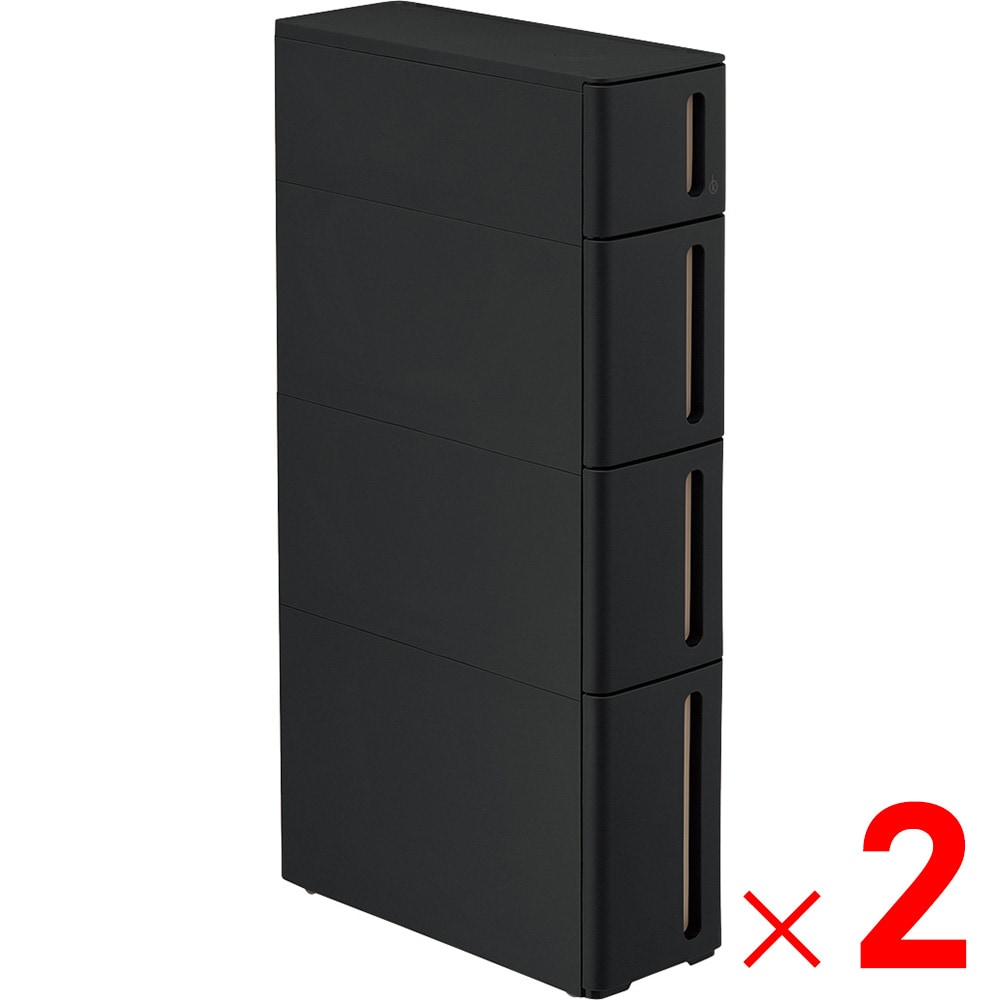 【送料無料】サンカ スリムストッカー ストランティ ドロアーA ブラック DA-1210BK ×2個 セット販売