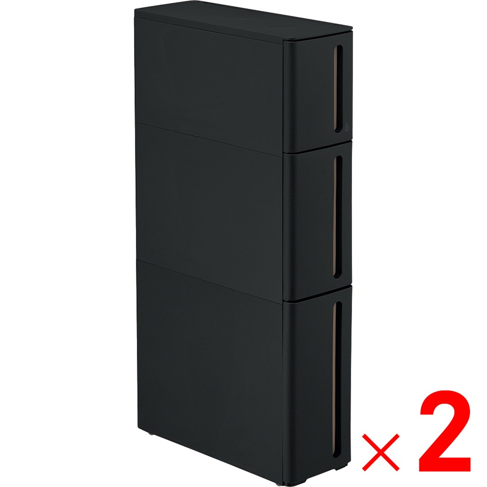 【送料無料】サンカ スリムストッカー ストランティ ドロアーB ブラック DB-0111BK ×2個 セット販売