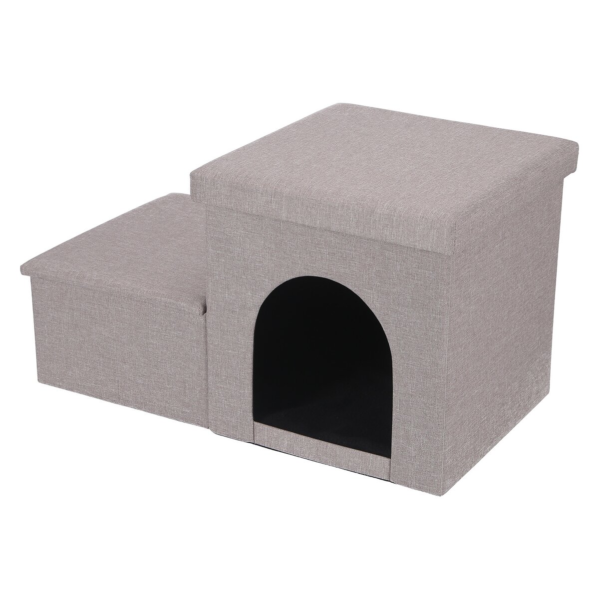 【送料無料】不二貿易 収納付きペットステップ＆ハウス ライトグレー HS-PET02 【メーカー直送・代引不可・置配不可・配送地域限定】