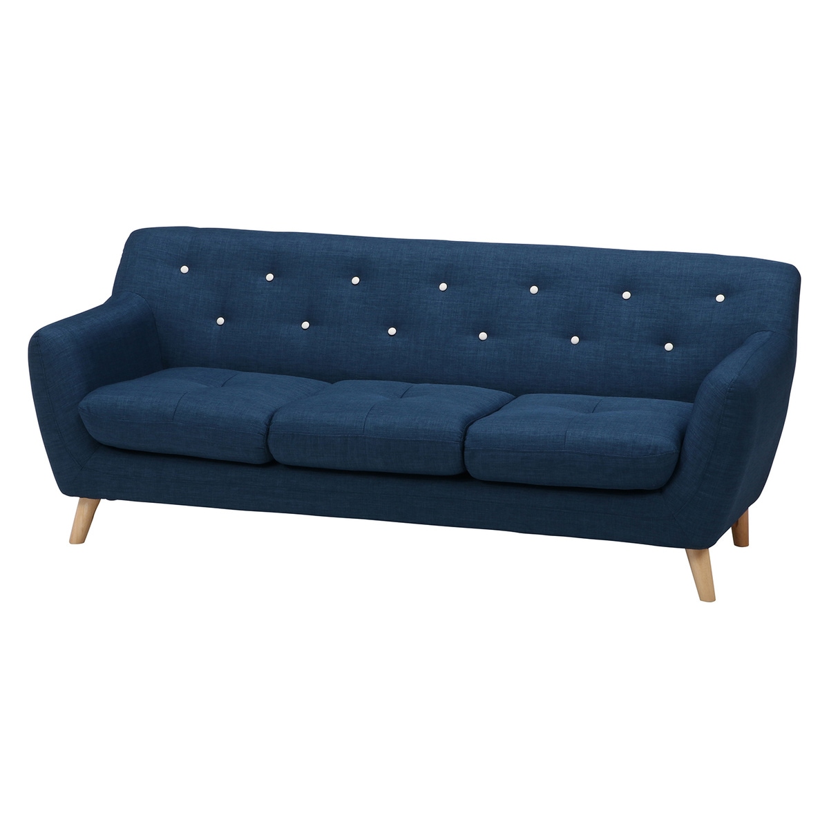 【送料無料】欠品中 次回4月中旬予定 不二貿易 ファブリックソファ ラビスタ 3P ネイビーソリッド 8125G 【メーカー直送・代引不可・置配不可・配送地域限定】