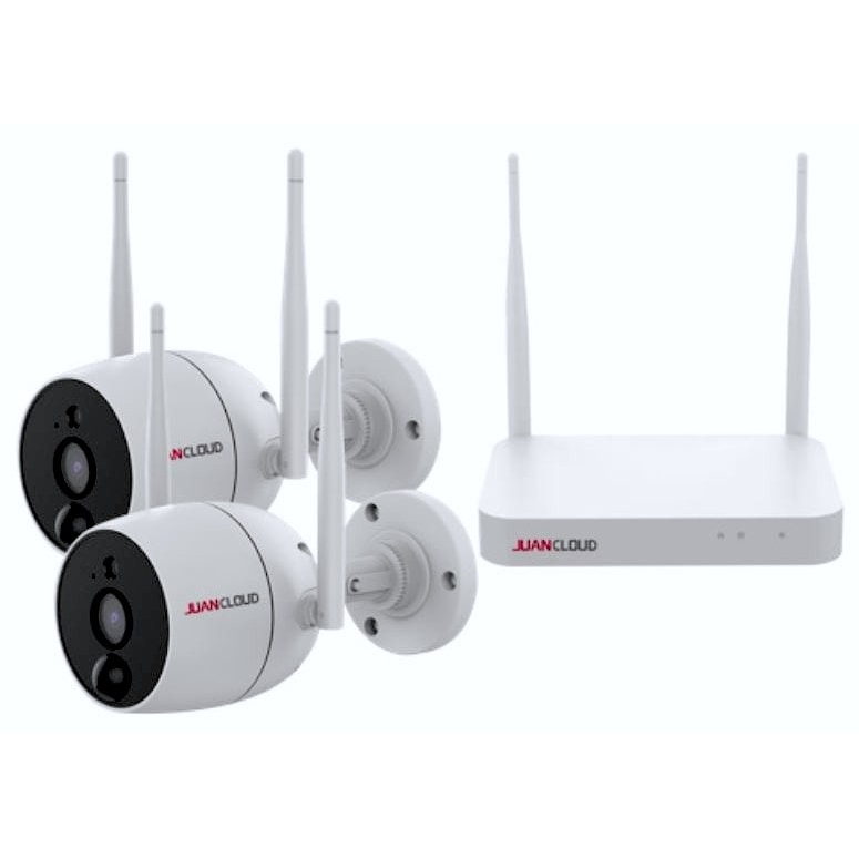 【送料無料】水鏡 Wi-Fiネットワーク屋外IPカメラ2台+専用レコーダーセット JA-K6510-PO1031-W