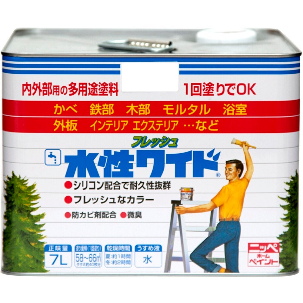 ニッペホームプロダクツ:水性フレッシュワイド ライトカーキー色 14L　ペンキ　塗装: 送料無料】ニッペホームプロダクツ 水性フレッシュワイド 7L ライト