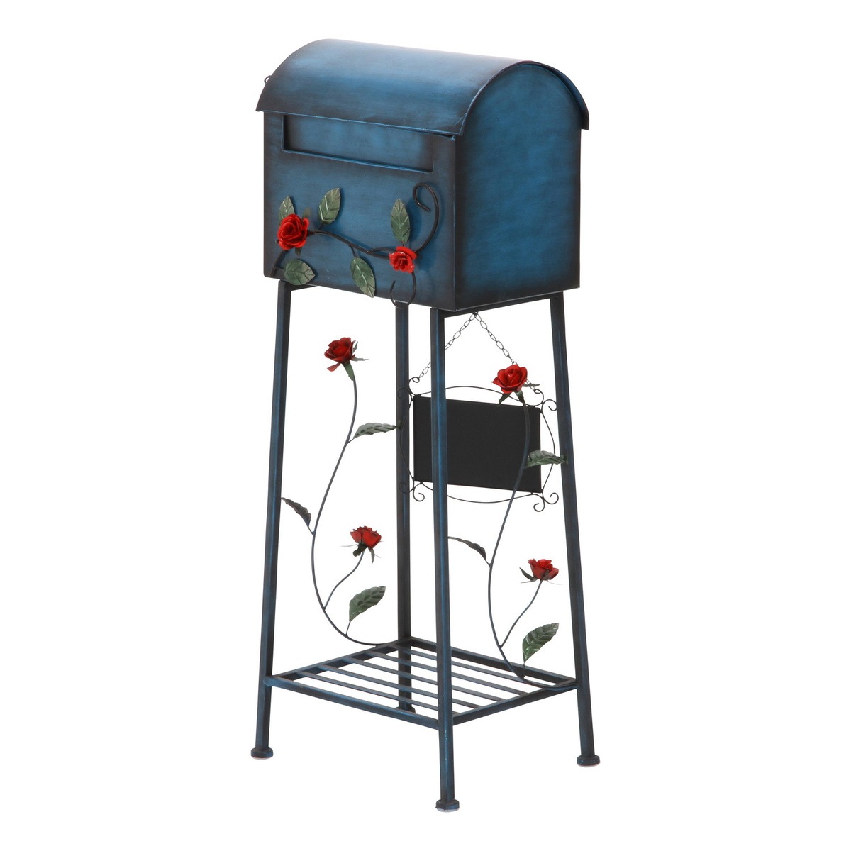 【送料無料】不二貿易 メールボックス ローズ横型 ブルー XBDT683 【メーカー直送・代引不可・置配不可・配送地域限定】