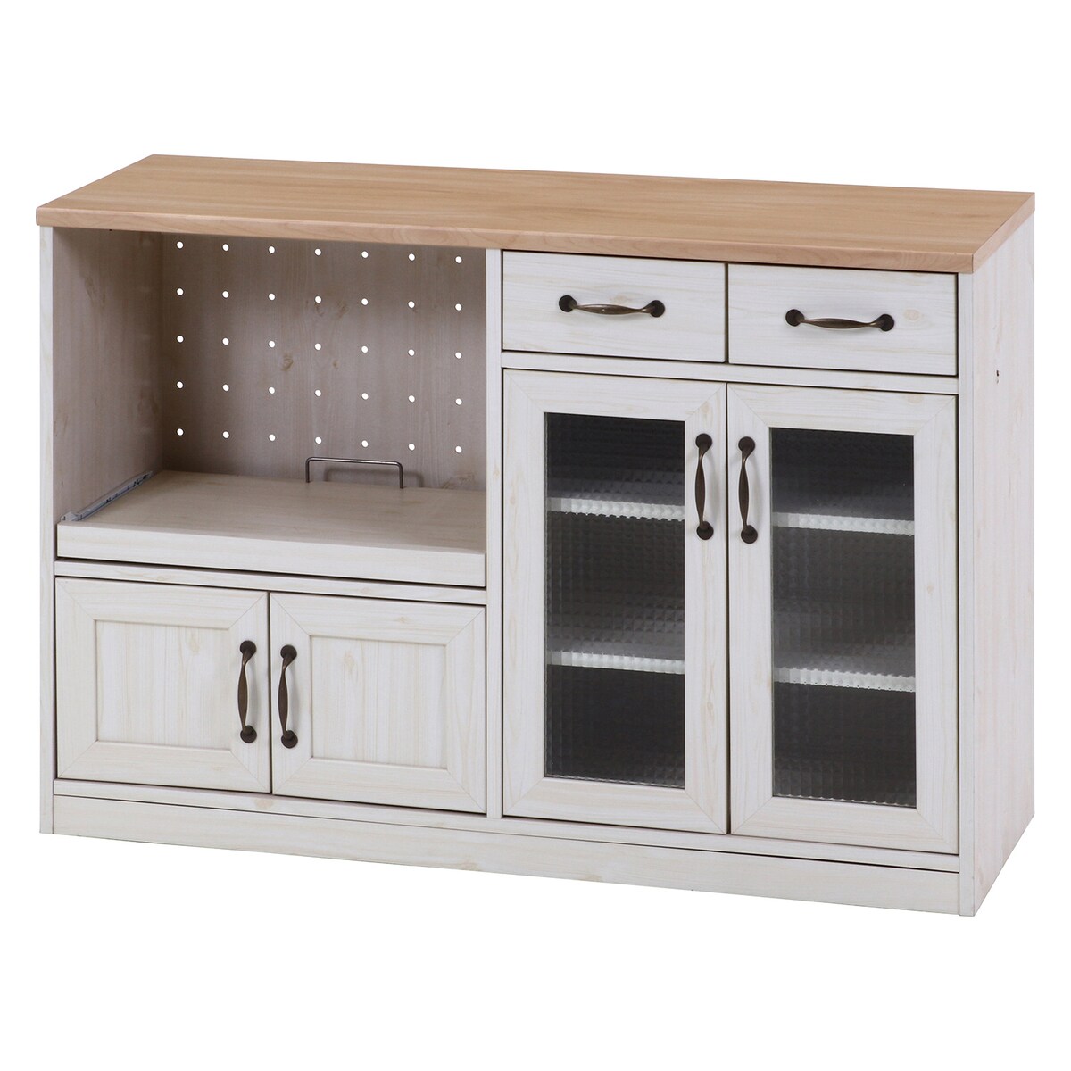 【送料無料】不二貿易 キッチンカウンター 120幅 NA×WH 2016-0713-05 【メーカー直送・代引不可・置配不可・配送地域限定】