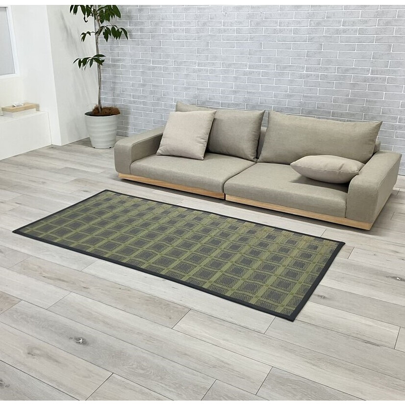 【送料無料】い草パーソナルラグ NSカラーブロック 80×160cm グレー 【メーカー直送・代引不可・置配不可・配送地域限定】