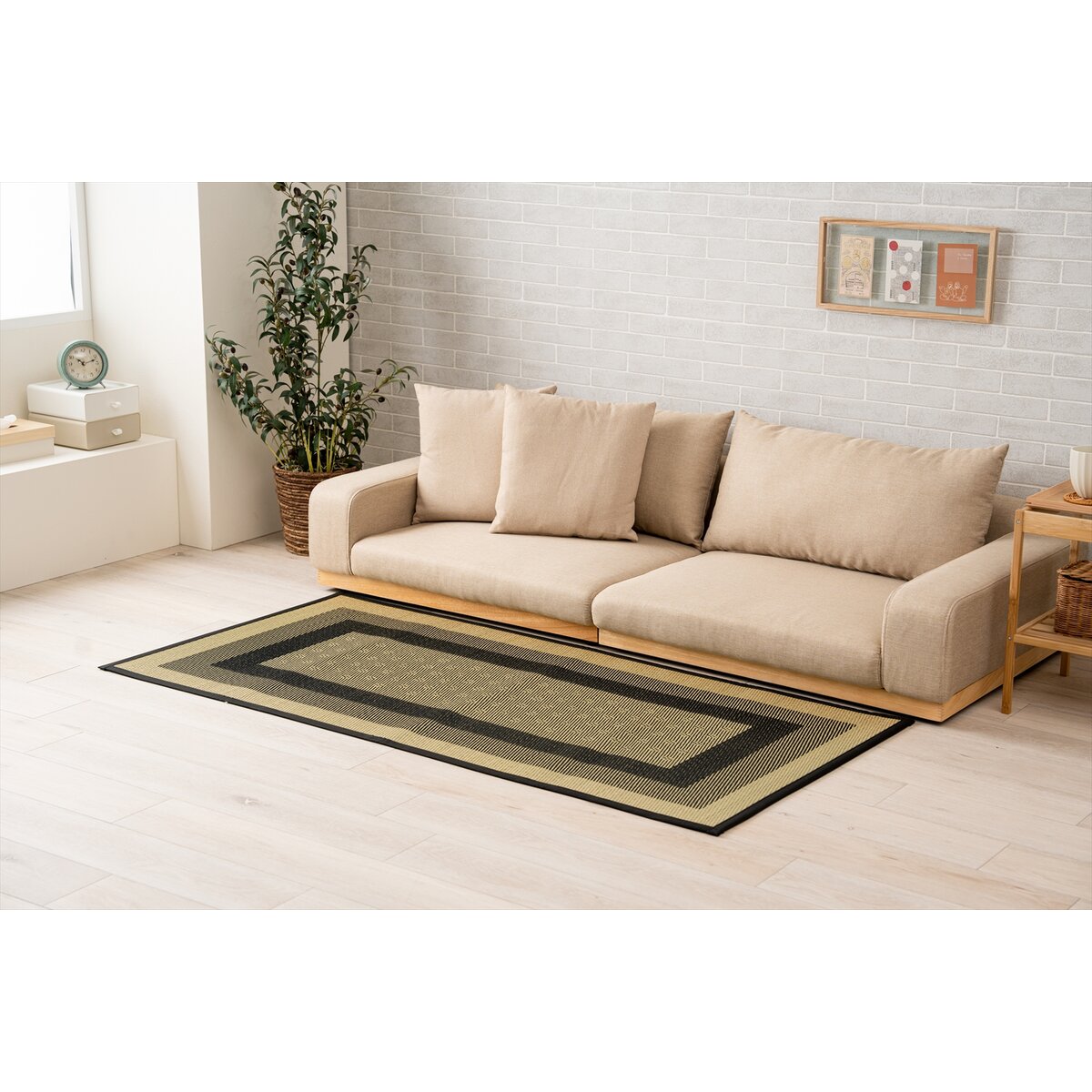 【送料無料】い草パーソナルラグ NSフロム 80×160cm BK 【メーカー直送・代引不可・置配不可・配送地域限定】