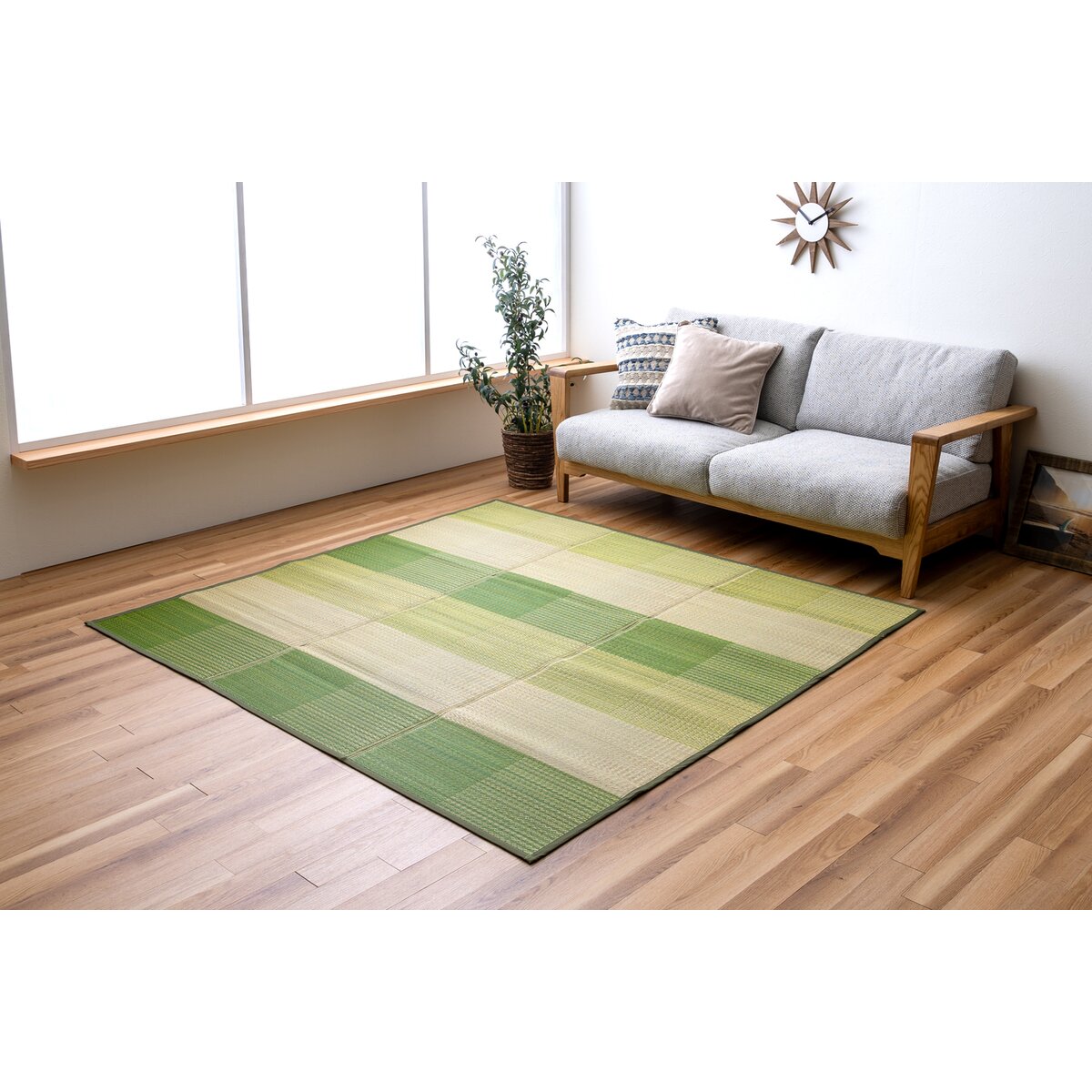 【送料無料】撥水い草ラグ プライム 180×180cm GN 【メーカー直送・代引不可・置配不可・配送地域限定】