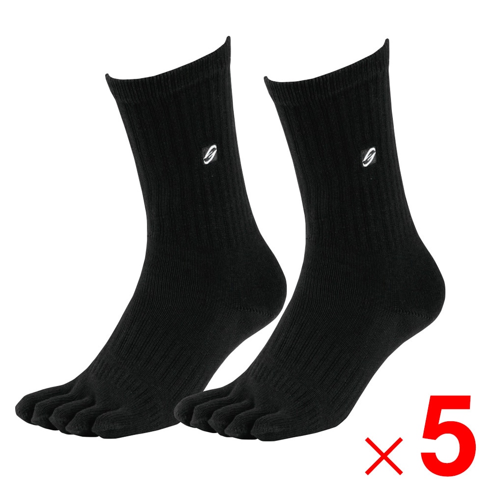 【送料無料】ニオイクリア×グラディエーター 作業靴下 ハイパー クルー 5本指 2P ブラック L G-8225 ×5個 セット販売