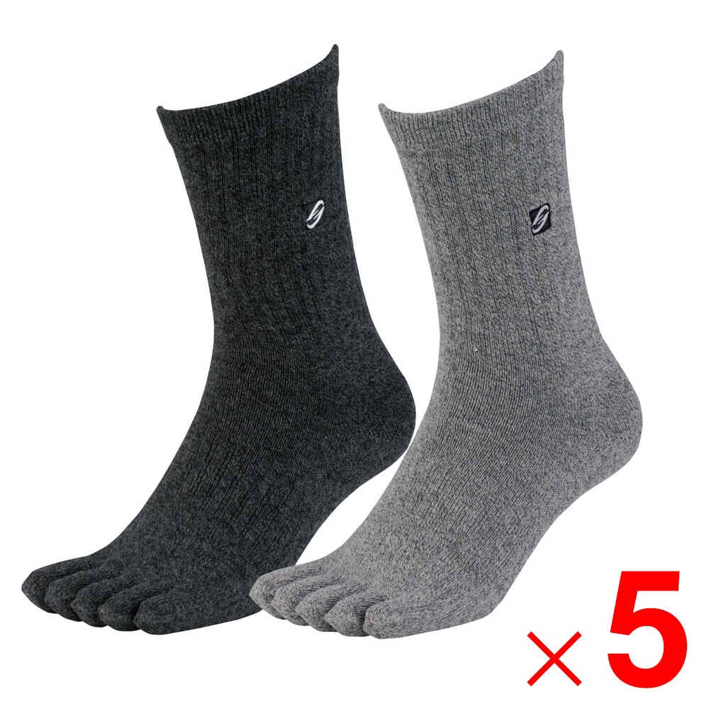 【送料無料】ニオイクリア×グラディエーター 作業靴下 ハイパー クルー 5本指 2P モクMIX L G-8225 ×5個 セット販売