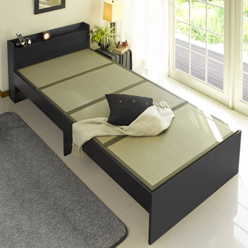 【送料無料】畳ベッド 宮付き シングル ブラック 【メーカー直送・代引不可・置配不可・配送地域限定】