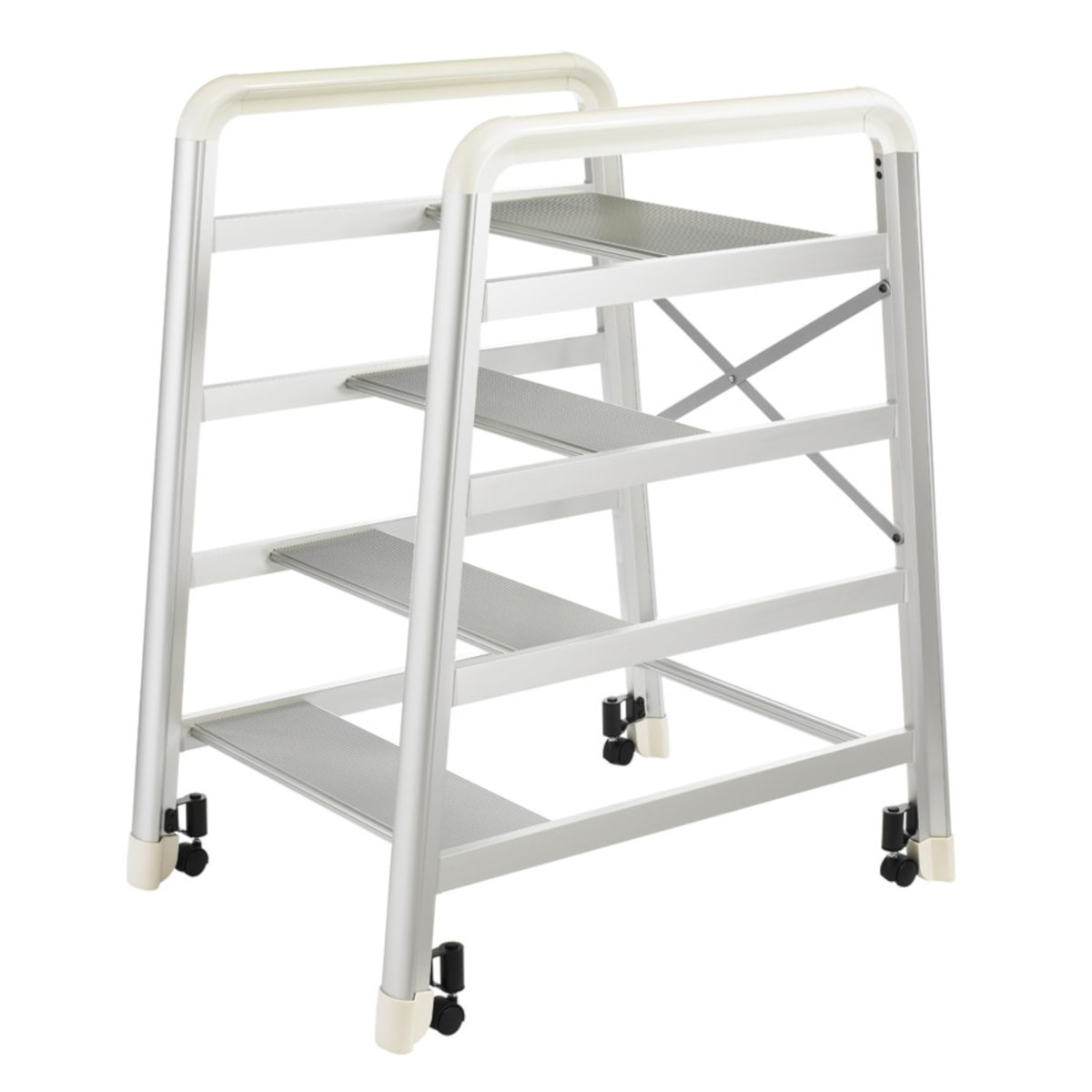 【送料無料】【法人限定】長谷川工業 踏台 キャンバー 4段 シルバー DE2.0-4S 【メーカー直送・代引不可・置配不可・配送地域限定】