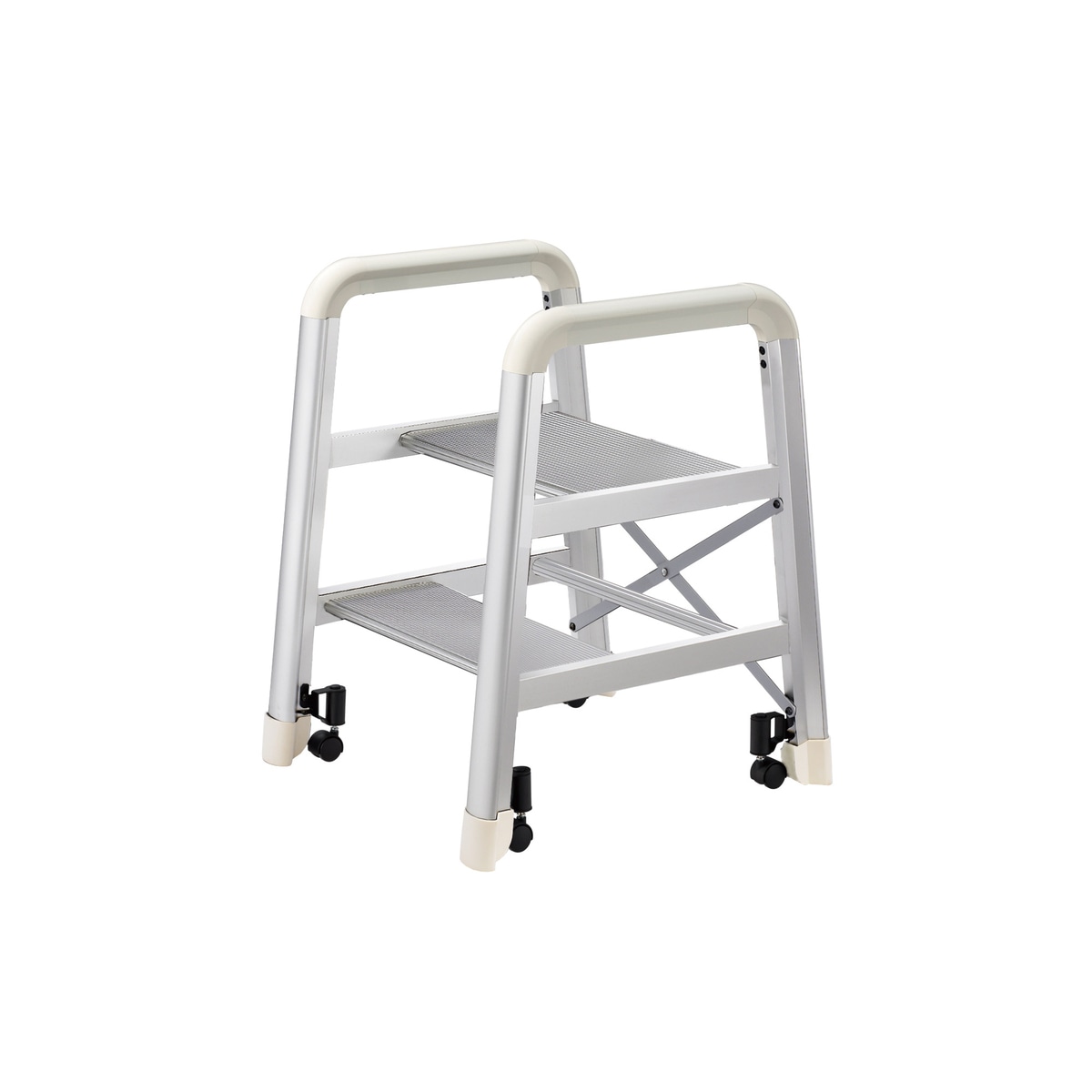 【送料無料】【法人限定】長谷川工業 踏台 キャンバー 2段 シルバー DE2.0-2S 【メーカー直送・代引不可・置配不可・配送地域限定】