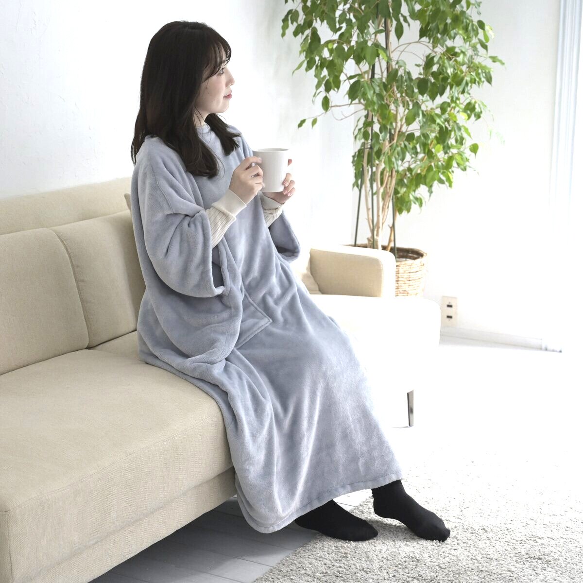 電気毛布 グレー 180x130cm だら活毛布 着る 敷き 掛け 腕だし