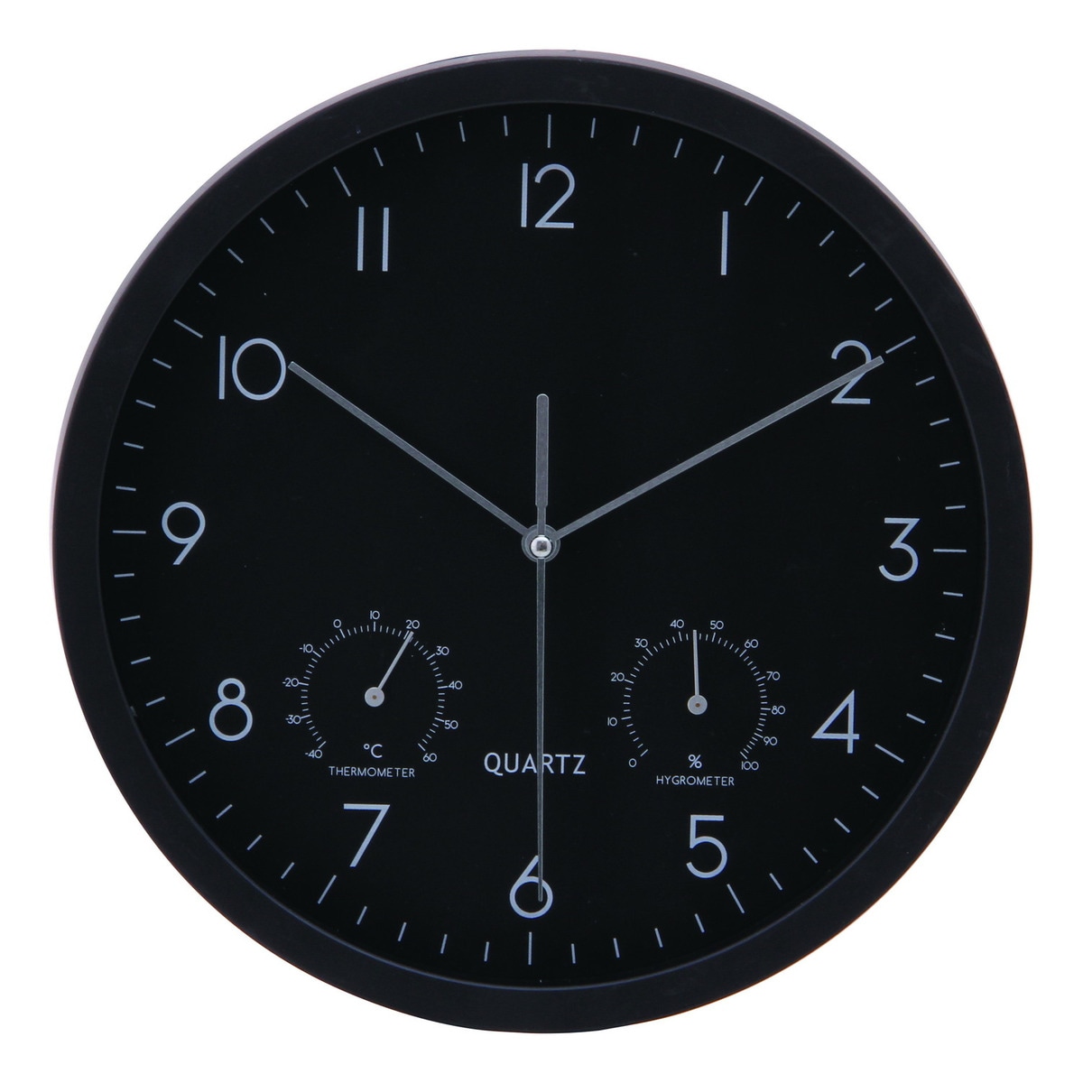 【送料無料】不二貿易 掛時計温湿度計付 ベゼル 直径25cm BK EG6910ATHYP214 【メーカー直送・代引不可・置配不可・配送地域限定】