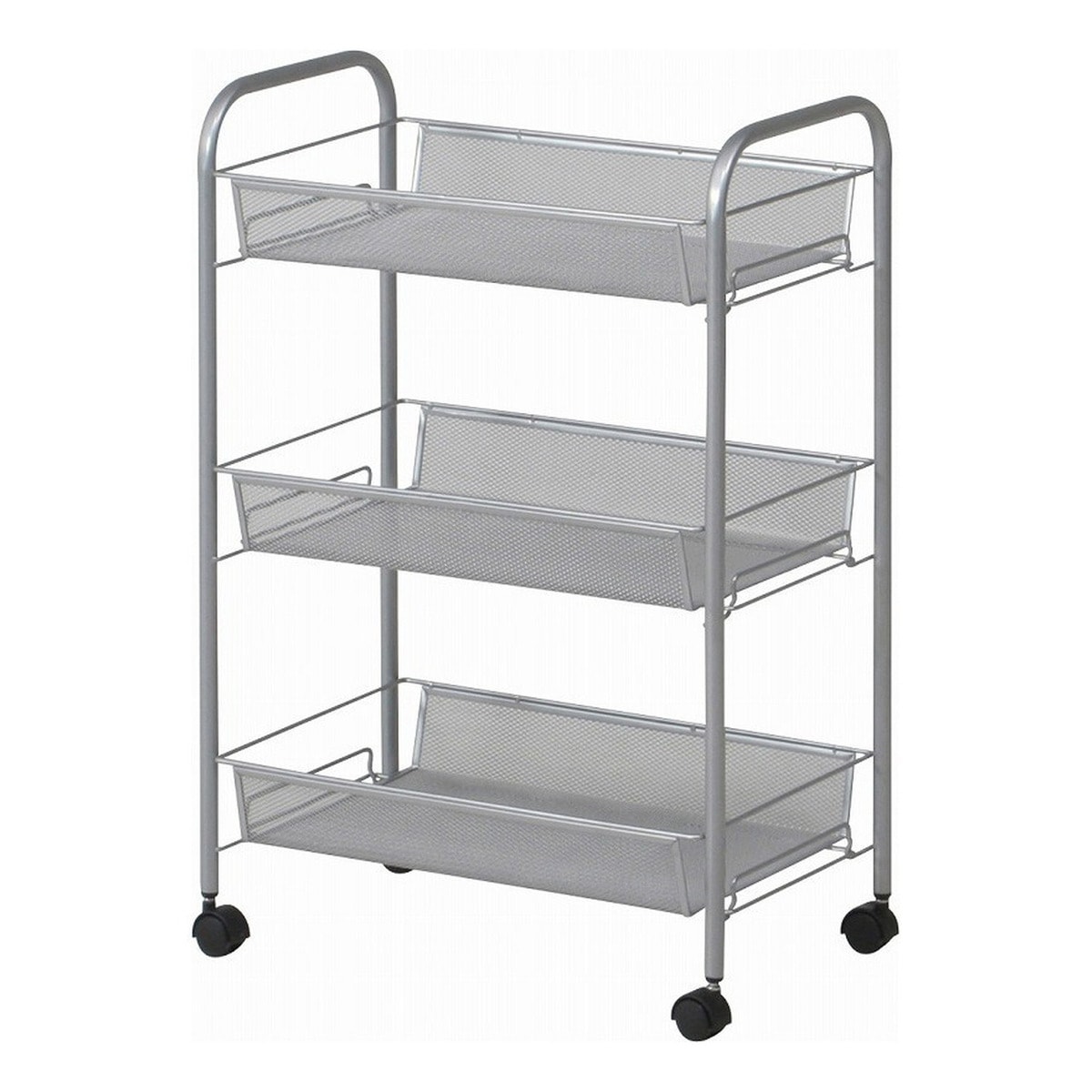 【送料無料】不二貿易 メッシュ トローリー3段SV LD01-749 【メーカー直送・代引不可・置配不可・配送地域限定】