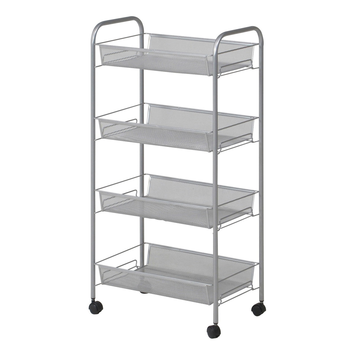 【送料無料】不二貿易 メッシュ トローリー4段SV LD01-629-1 【メーカー直送・代引不可・置配不可・配送地域限定】
