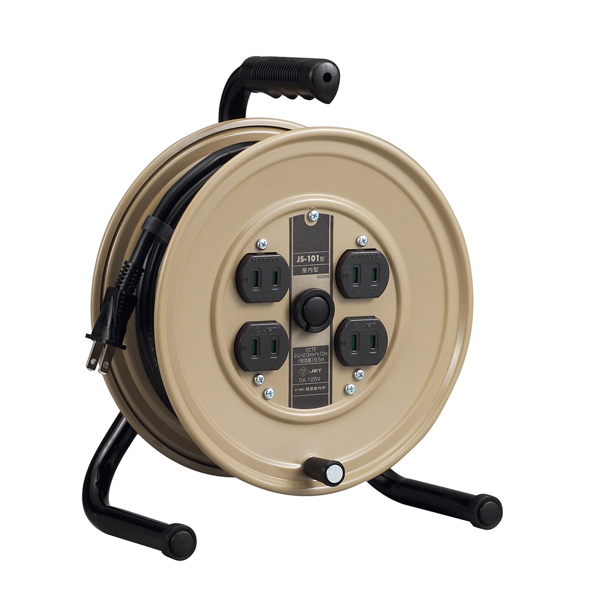 【送料無料】ハタヤ HATAYA コードリール JSリール 小型 屋内用 125V コード長10m 4口 JS-101