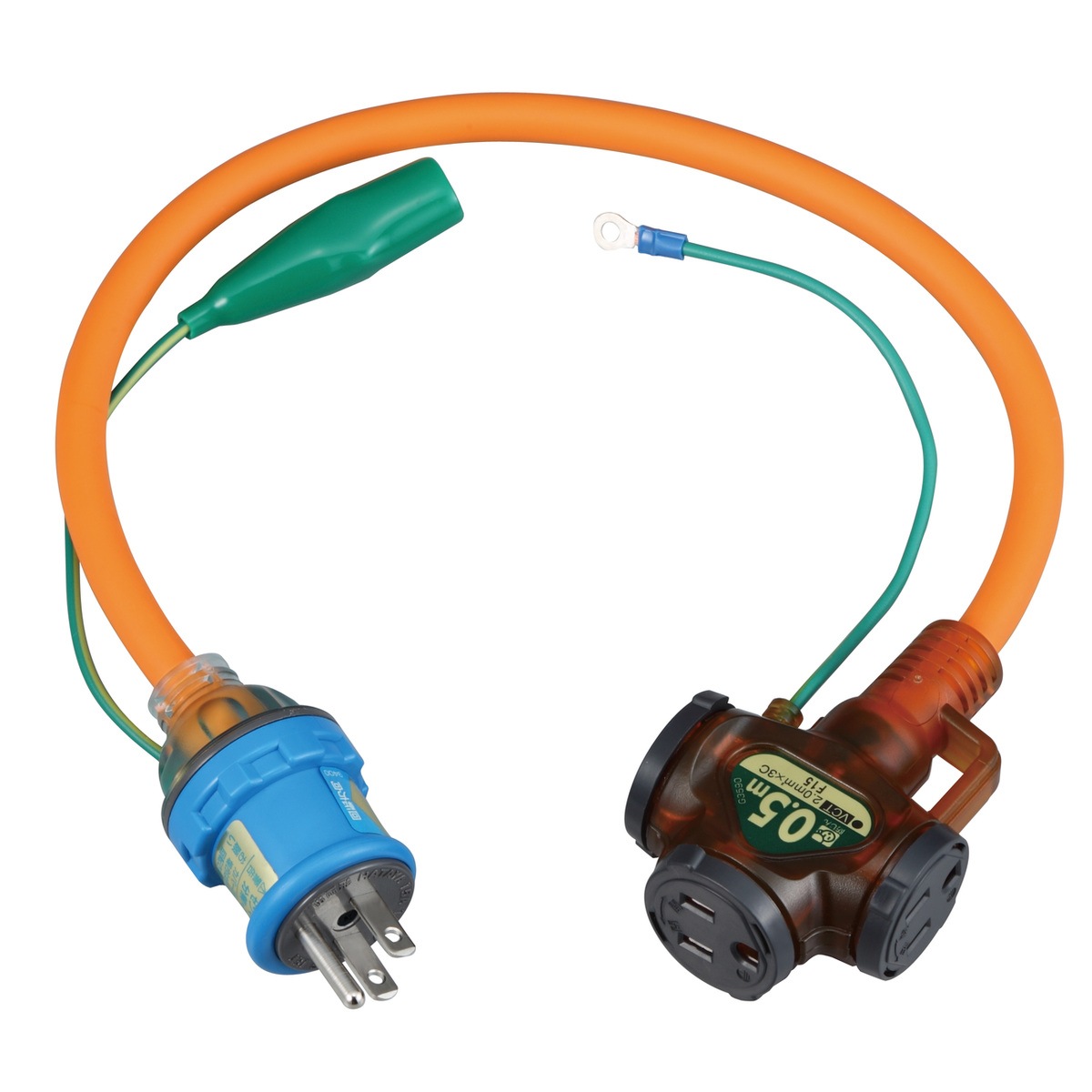 ハタヤ 2P接地付 屋外用ショートタップ NX-005K-O