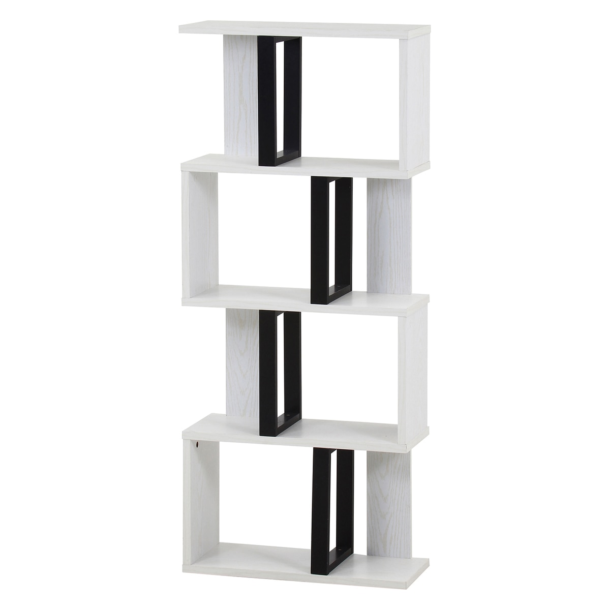 【送料無料】不二貿易 S字ディスプレイラック 4段 オークWH YM198-1 【メーカー直送・代引不可・置配不可・配送地域限定】