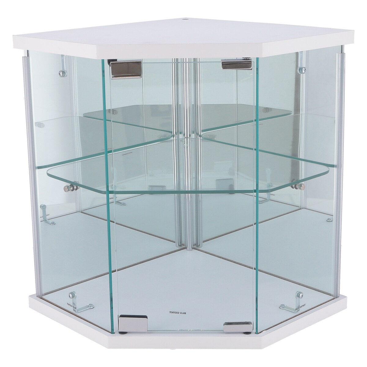 送料無料】不二貿易 卓上ガラスコレクションケース コーナー WH G309