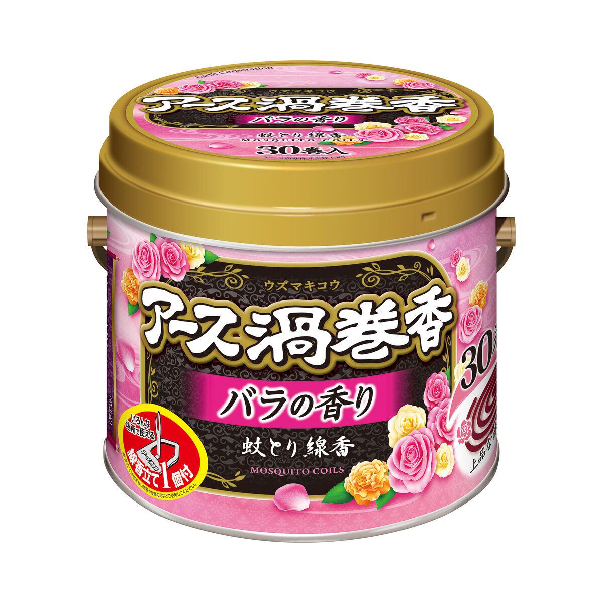 アース製薬 アース渦巻香 バラの香り缶 30巻 医薬部外品