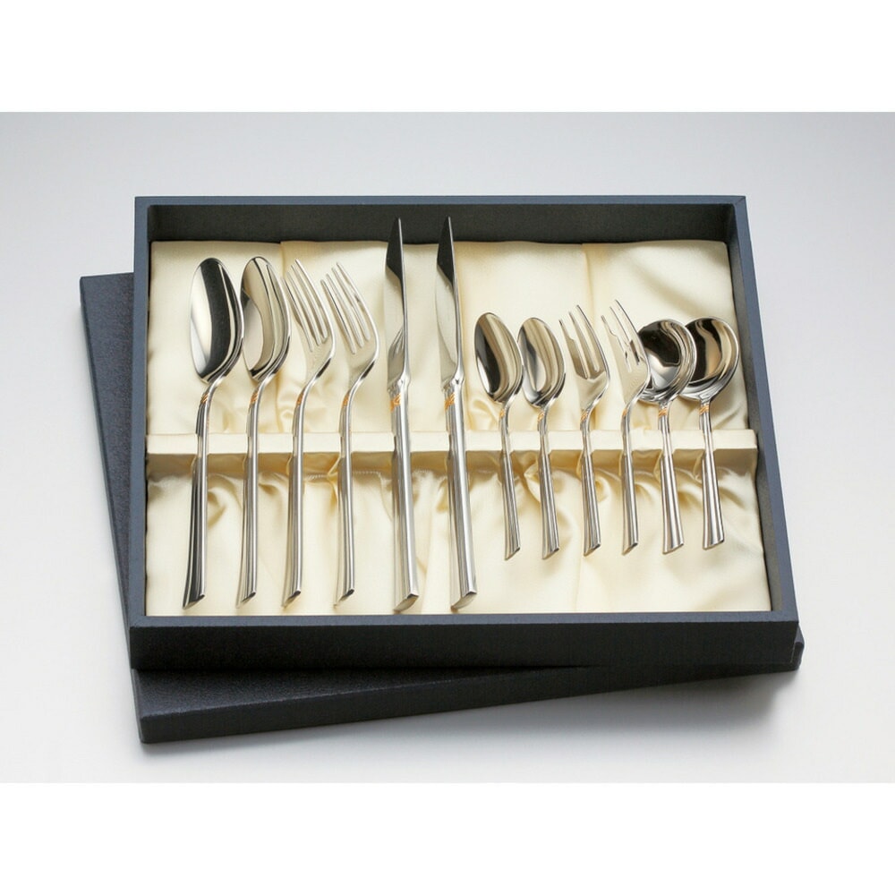 【送料無料】ラッキーウッド エメラルド・金彩 ペアディナーセット ステンレス 12pc 5-04812-2110