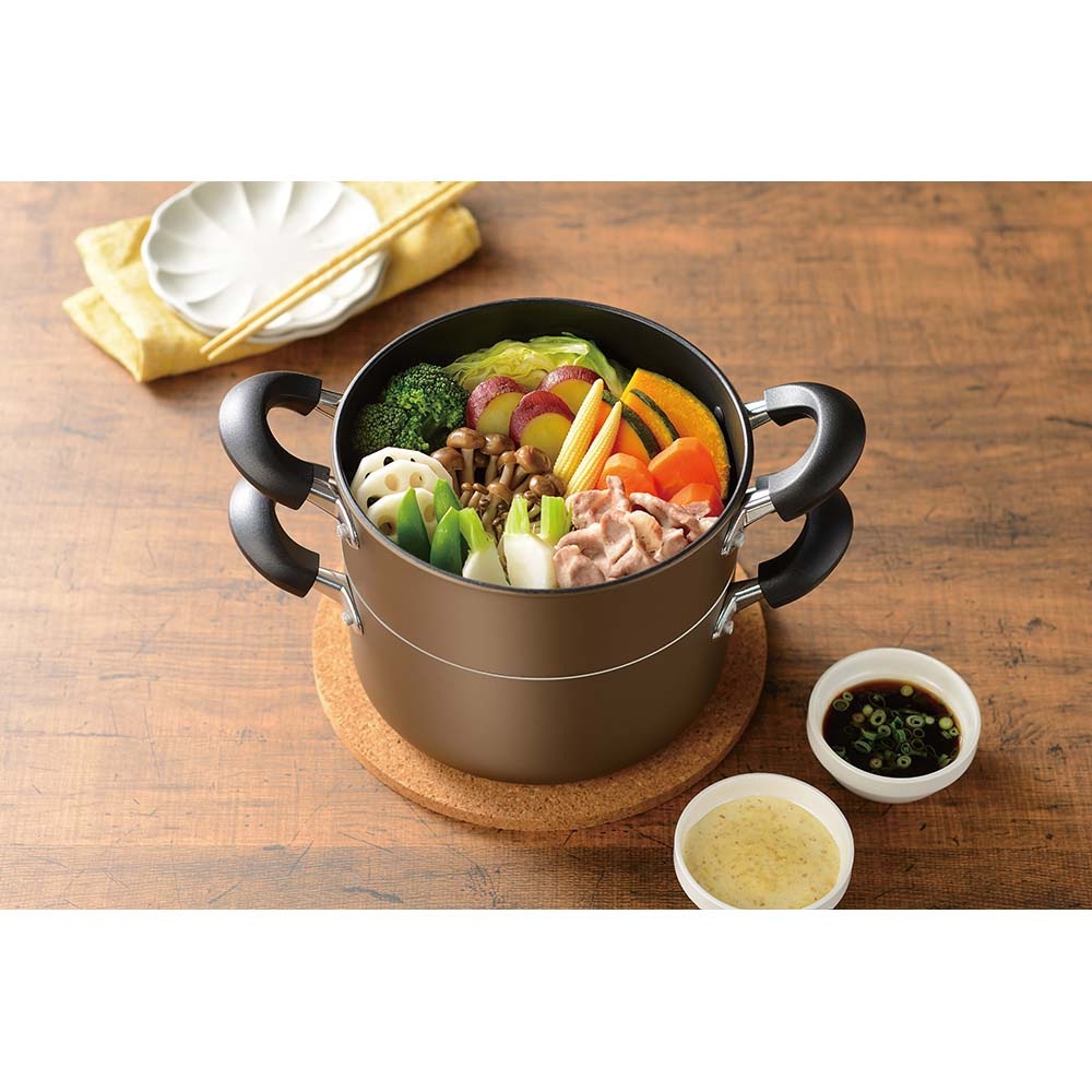 和平フレイズ Newおおらか鍋 IH対応二段蒸し器20cm RB-2509 | キッチン