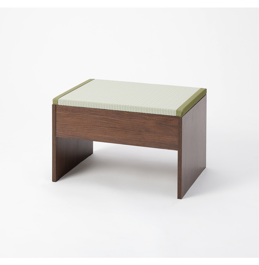 【送料無料】畳収納付きベンチ 60×43×39cm ブラウン×樹脂製グリーン 【メーカー直送・代引不可・置配不可】