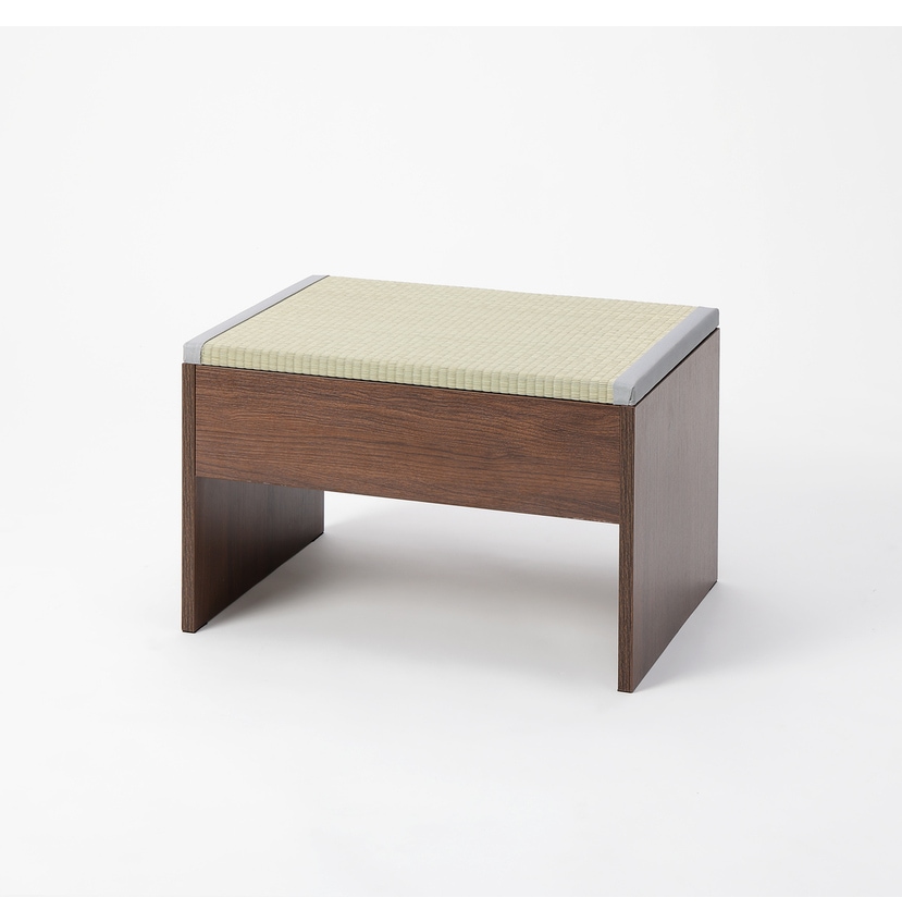 【送料無料】畳収納付きベンチ 60×43×39cm ブラウン×い草グレー 【メーカー直送・代引不可・置配不可】