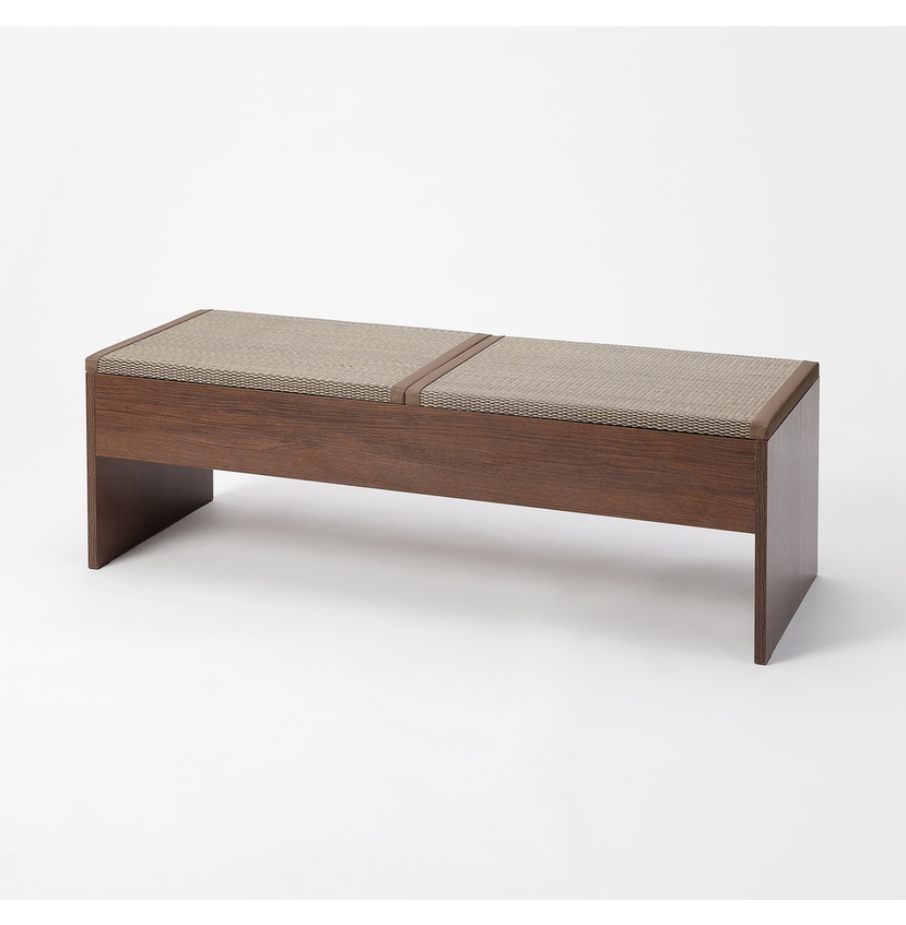 【送料無料】畳収納付きベンチ 120×43×39cm ブラウン×い草ブラウン 【メーカー直送・代引不可・置配不可】