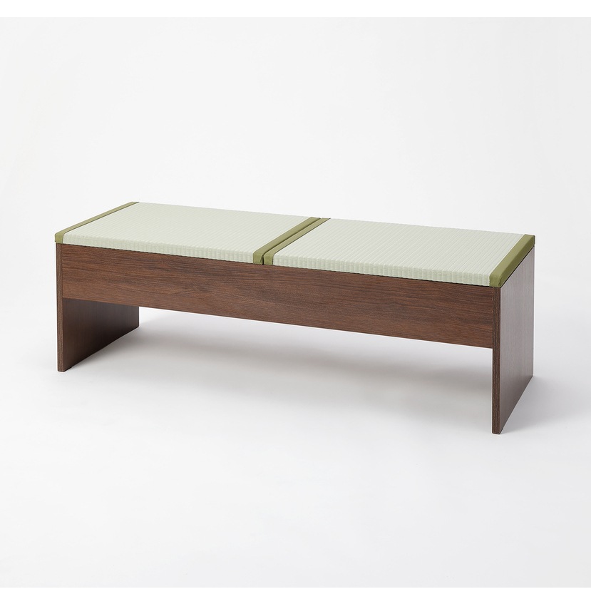 【送料無料】畳収納付きベンチ 120×43×39cm ブラウン×樹脂製グリーン 【メーカー直送・代引不可・置配不可】