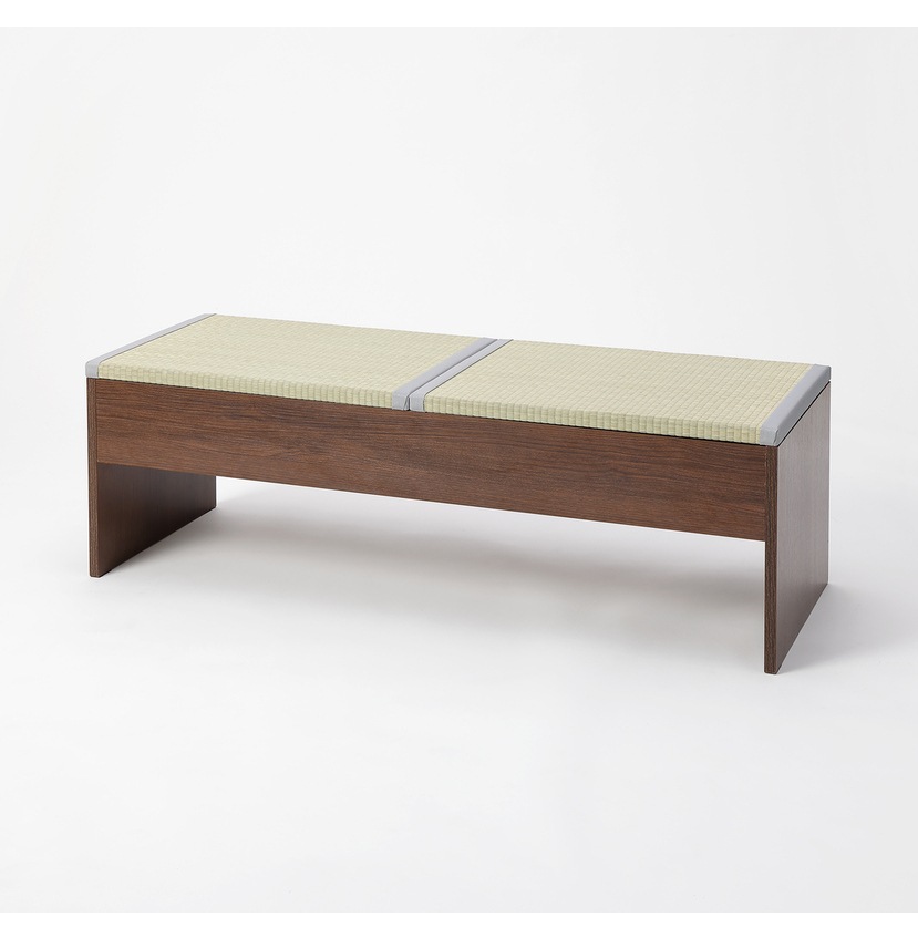 【送料無料】畳収納付きベンチ 120×43×39cm ブラウン×い草グレー 【メーカー直送・代引不可・置配不可】