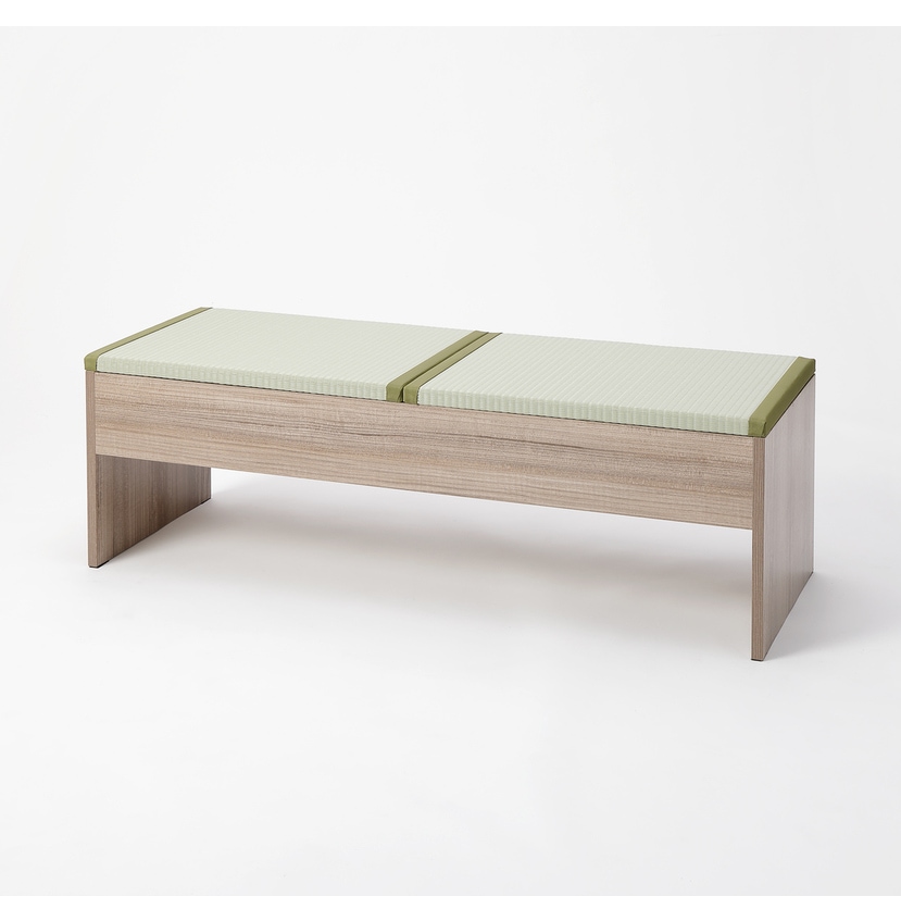 【送料無料】畳収納付きベンチ 120×43×39cm グレー×樹脂製グリーン 【メーカー直送・代引不可・置配不可】