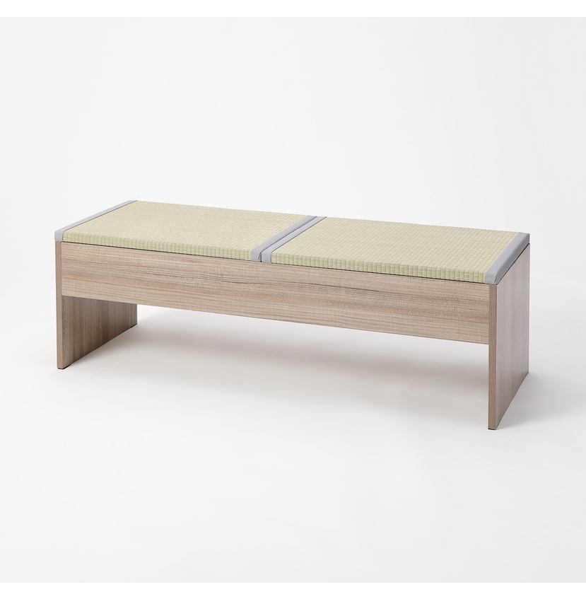 【送料無料】畳収納付きベンチ 120×43×39cm グレー×い草グレー 【メーカー直送・代引不可・置配不可】