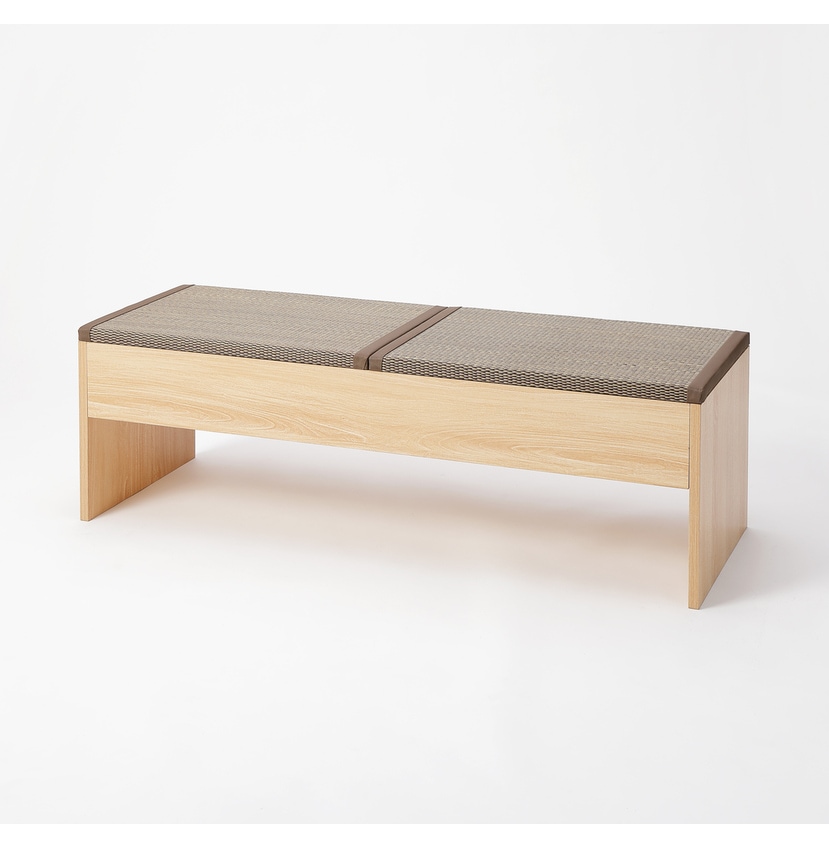 【送料無料】畳収納付きベンチ 120×43×39cm ナチュラル×い草ブラウン 【メーカー直送・代引不可・置配不可】