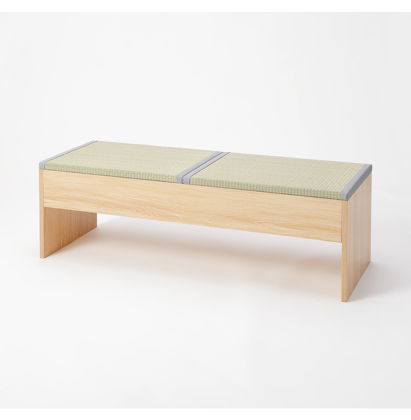 【送料無料】畳収納付きベンチ 120×43×39cm ナチュラル×い草グレー 【メーカー直送・代引不可・置配不可】