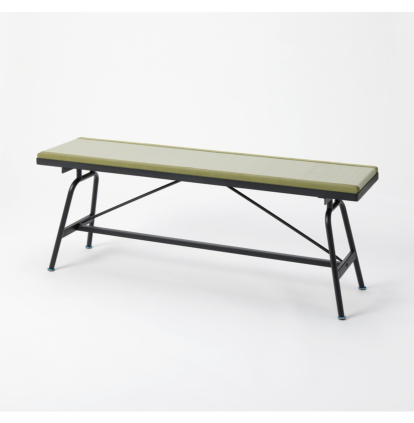 【送料無料】畳アイアンベンチ 120×30×45cm 樹脂製グリーン 【メーカー直送・代引不可・置配不可】